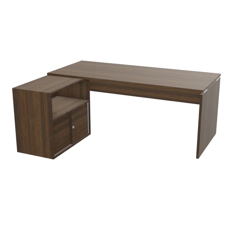 BUREAU AVEC MEUBLE RETOUR PORTEUR PL RECT P80X180 - RETOUR À GAUCHE  N6
