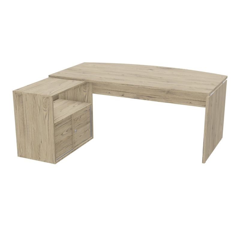 BUREAU AVEC MEUBLE RETOUR PORTEUR PL ARQUE P97X180 - RETOUR À GAUCHE  R3
