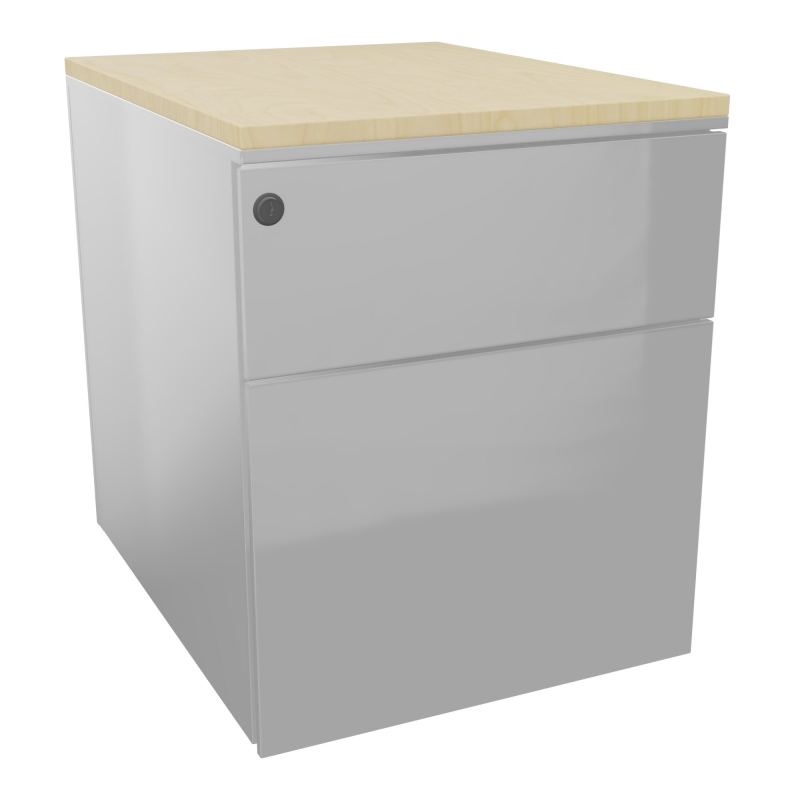 CAISSON MOB METAL 2T L.42,3 P.53,5 H.52,4 CM DONT 1 DS TOP MELAMINE SB N8