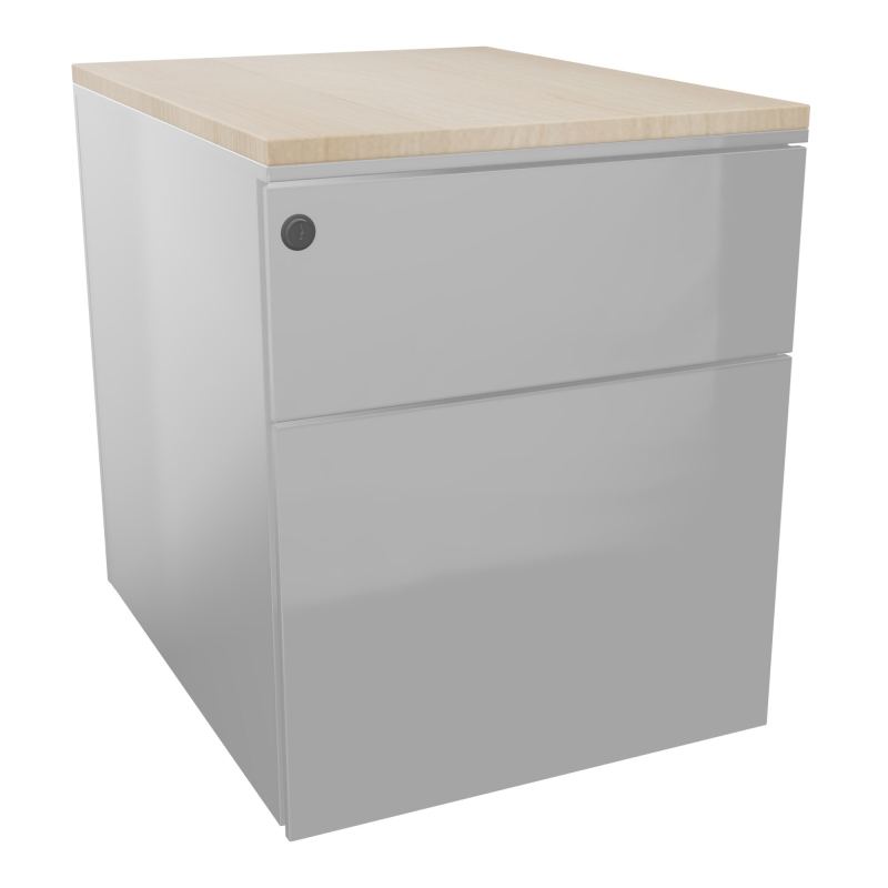 CAISSON MOB METAL 2T L.42,3 P.53,5 H.52,4 CM DONT 1 DS TOP MELAMINE SB RZ