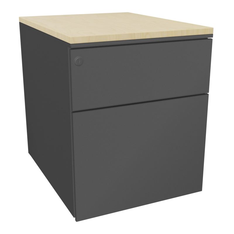 CAISSON MOB METAL 2T L.42,3 P.53,5 H.52,4 CM DONT 1 DS TOP MELAMINE SC N8