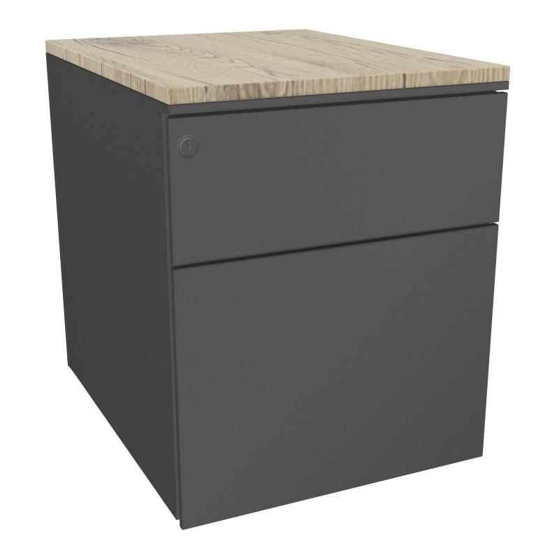CAISSON MOB METAL 2T L.42,3 P.53,5 H.52,4 CM DONT 1 DS TOP MELAMINE SC R3