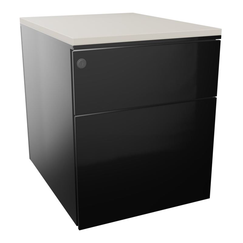 CAISSON MOB METAL 2T L.42,3 P.53,5 H.52,4 CM DONT 1 DS TOP MELAMINE SG N5