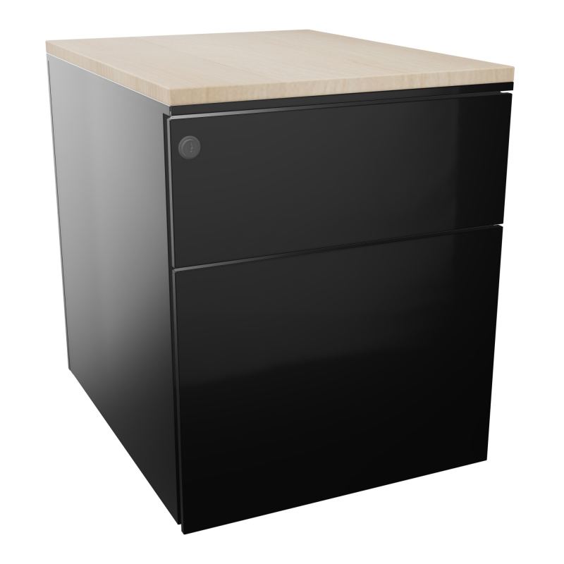 CAISSON MOB METAL 2T L.42,3 P.53,5 H.52,4 CM DONT 1 DS TOP MELAMINE SG RZ
