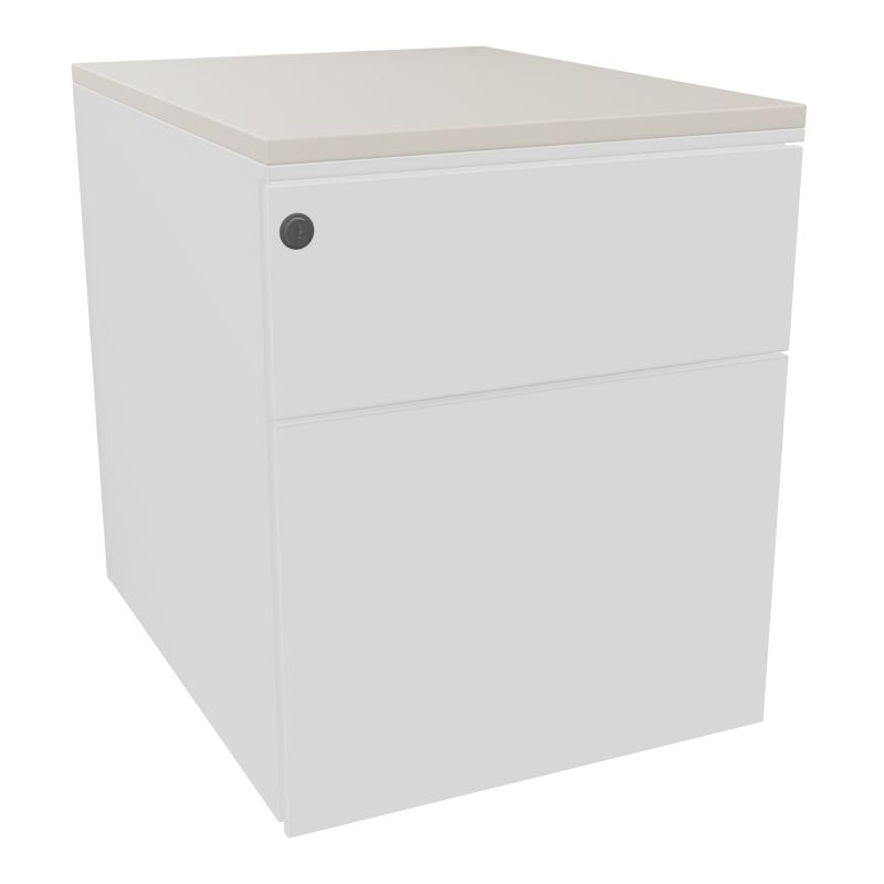 CAISSON MOB METAL 2T L.42,3 P.53,5 H.52,4 CM DONT 1 DS TOP MELAMINE SO N5