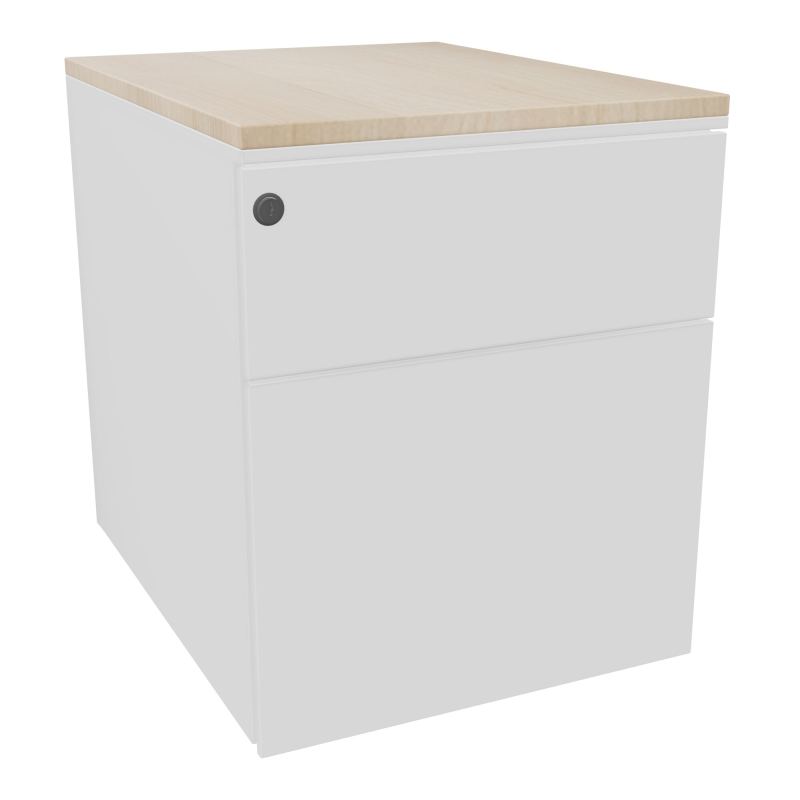 CAISSON MOB METAL 2T L.42,3 P.53,5 H.52,4 CM DONT 1 DS TOP MELAMINE SO RZ