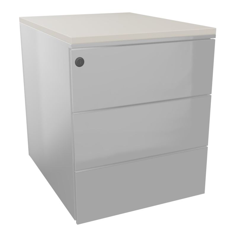 CAISSON MOB METAL 3T PLT L.42,3 P.53,5 H.52,4 CM TOP MELAMINE