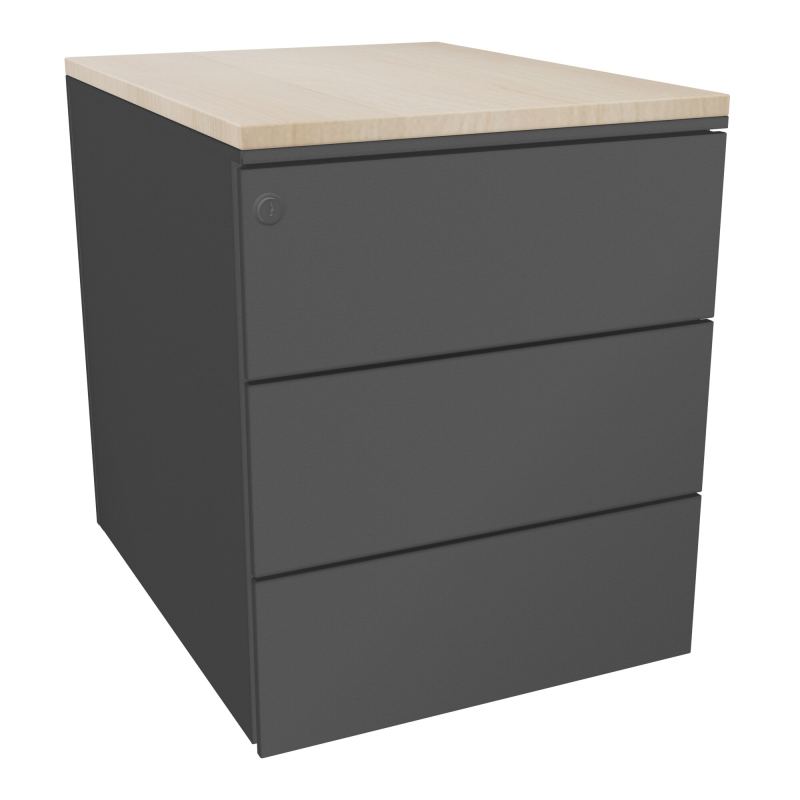 CAISSON MOB METAL 3T PLT L.42,3 P.53,5 H.52,4 CM TOP MELAMINE SC RZ