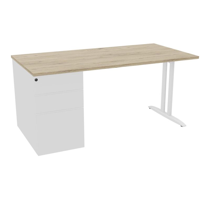 BUR RECT IDOL L160 XP80CM DECOR R3 PIED I FX SANS CARTER FIN SO + CAISS PORT À GCH
