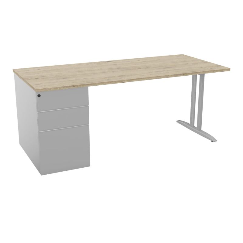 BUR RECT IDOL L180 XP80CM DECOR R3 PIED I FX SANS CARTER FIN SA + CAISS PORT À GCH