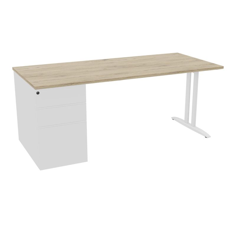 BUR RECT IDOL L180 XP80CM DECOR R3 PIED I FX SANS CARTER FIN SO + CAISS PORT À GCH