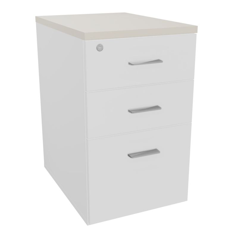 RETOUR SUR CAISSON HAUTEUR BUREAU P60XL43,2 - 3 TIROIRS DONT 1DS TOP EP25MM MG N5 SB
