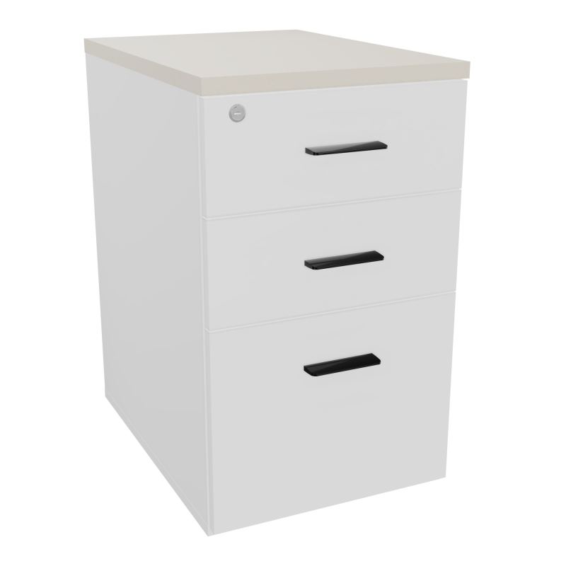 RETOUR SUR CAISSON HAUTEUR BUREAU P60XL43,2 - 3 TIROIRS DONT 1DS TOP EP25MM MG N5 SG