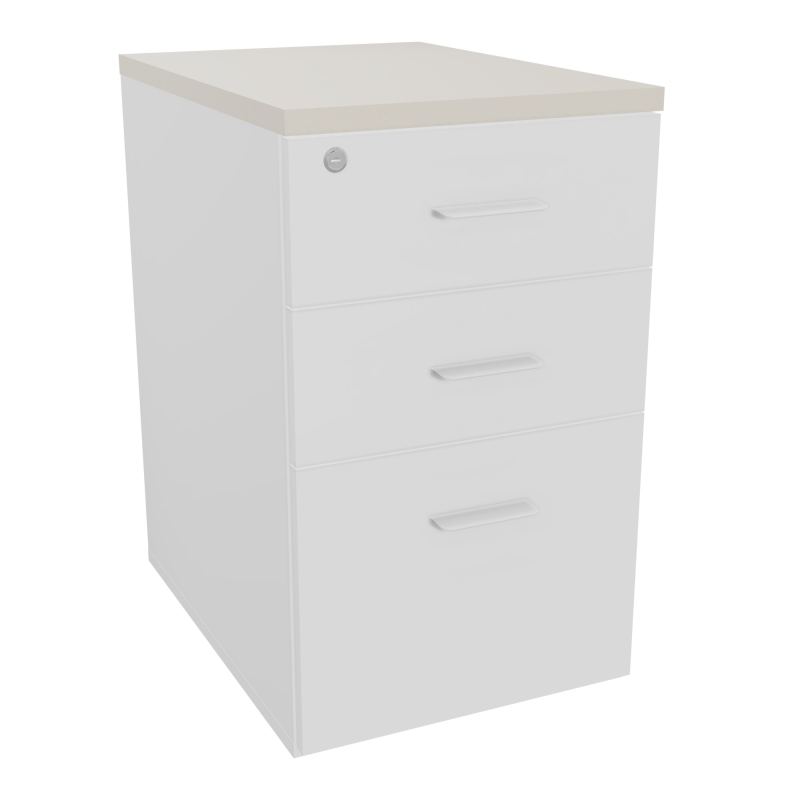 RETOUR SUR CAISSON HAUTEUR BUREAU P60XL43,2 - 3 TIROIRS DONT 1DS TOP EP25MM MG N5 SO