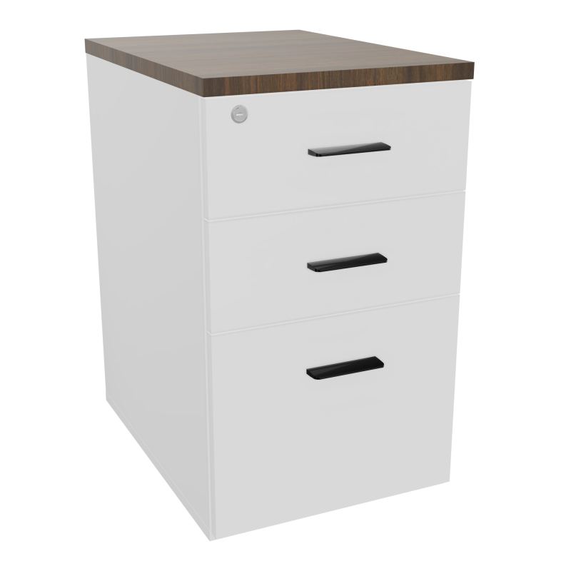 RETOUR SUR CAISSON HAUTEUR BUREAU P60XL43,2 - 3 TIROIRS DONT 1DS TOP EP25MM MG N6 SG