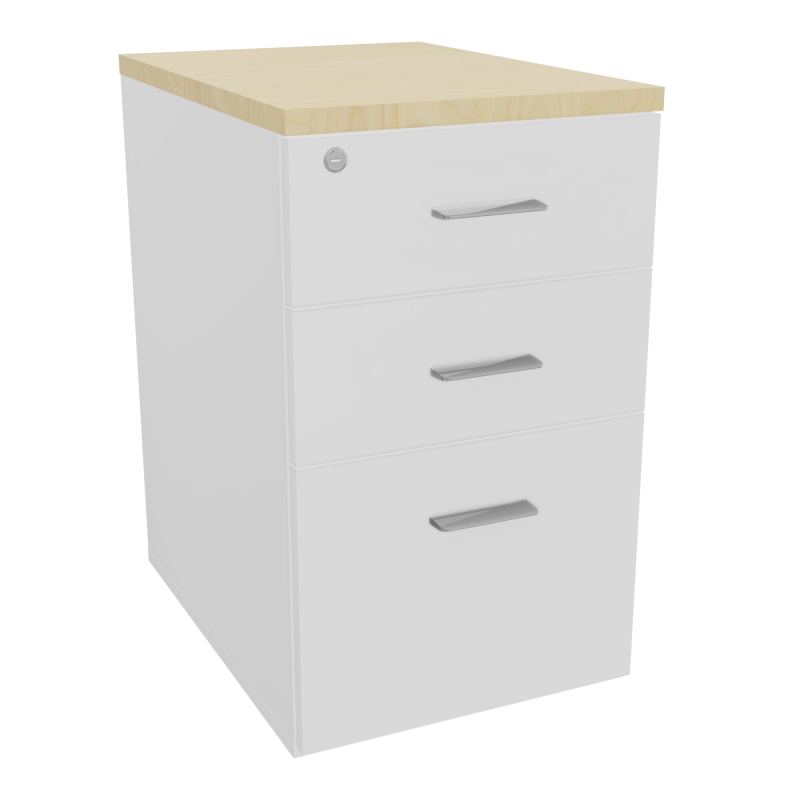 RETOUR SUR CAISSON HAUTEUR BUREAU P60XL43,2 - 3 TIROIRS DONT 1DS TOP EP25MM MG N8 SB