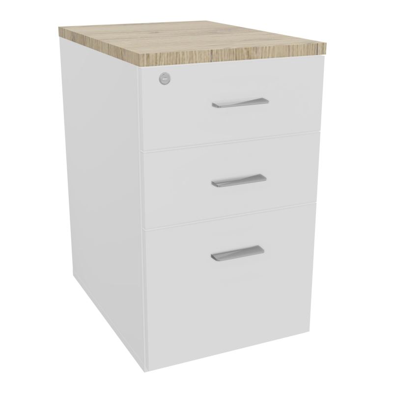 RETOUR SUR CAISSON HAUTEUR BUREAU P60XL43,2 - 3 TIROIRS DONT 1DS TOP EP25MM MG R3 SB