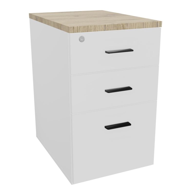 RETOUR SUR CAISSON HAUTEUR BUREAU P60XL43,2 - 3 TIROIRS DONT 1DS TOP EP25MM MG R3 SG