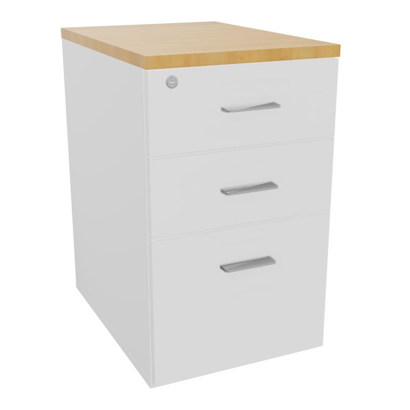RETOUR SUR CAISSON HAUTEUR BUREAU P60XL43,2 - 3 TIROIRS DONT 1DS TOP EP25MM MG R5 SB