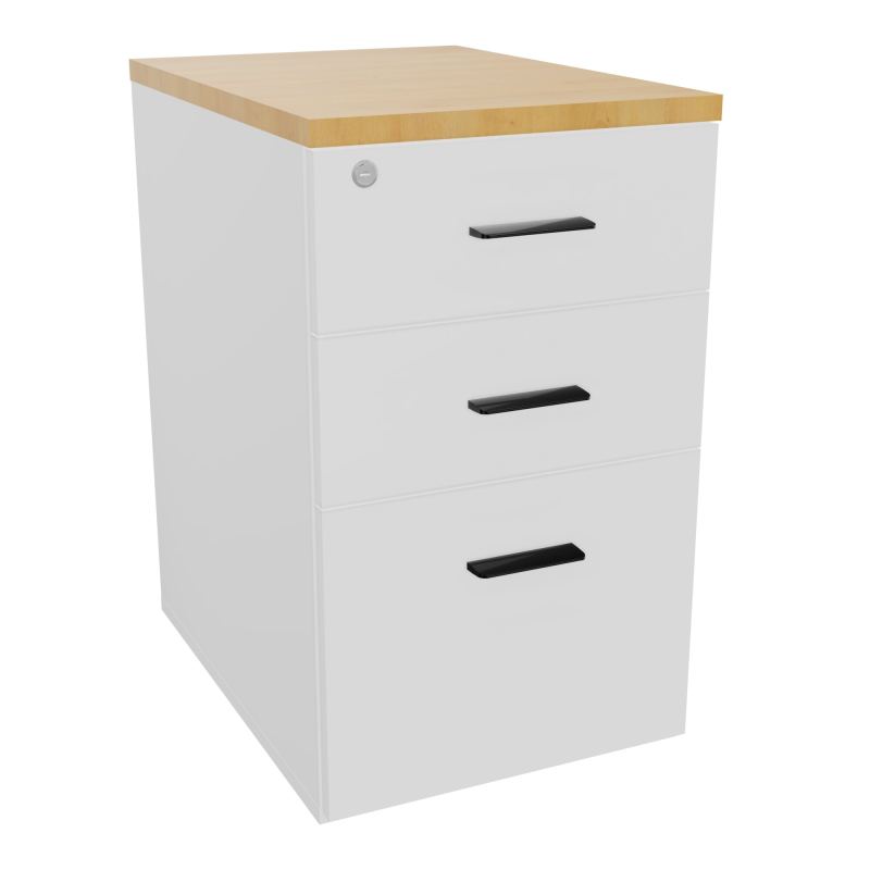 RETOUR SUR CAISSON HAUTEUR BUREAU P60XL43,2 - 3 TIROIRS DONT 1DS TOP EP25MM MG R5 SG