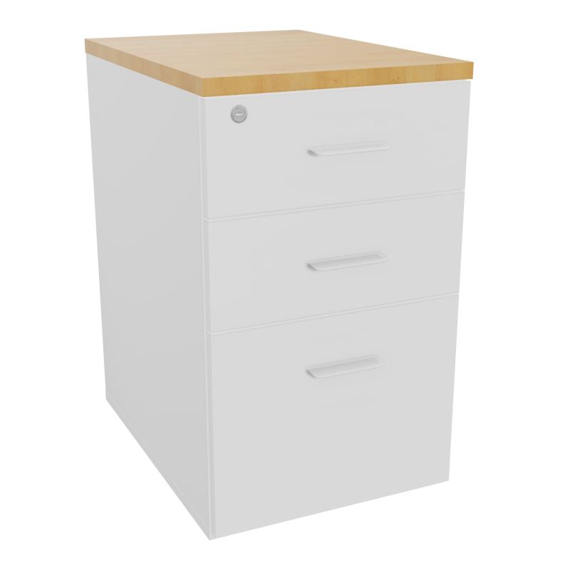 RETOUR SUR CAISSON HAUTEUR BUREAU P60XL43,2 - 3 TIROIRS DONT 1DS TOP EP25MM MG R5 SO
