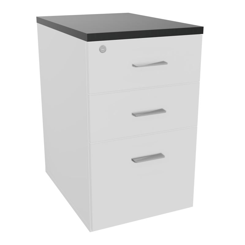 RETOUR SUR CAISSON HAUTEUR BUREAU P60XL43,2 - 3 TIROIRS DONT 1DS TOP EP25MM MG R9 SB