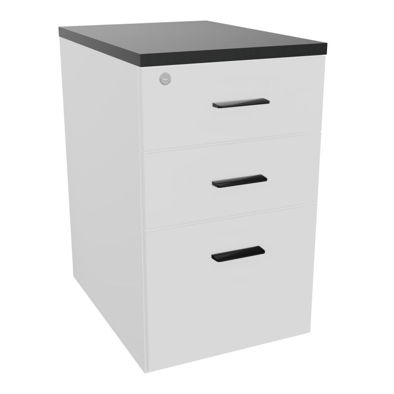 RETOUR SUR CAISSON HAUTEUR BUREAU P60XL43,2 - 3 TIROIRS DONT 1DS TOP EP25MM MG R9 SG