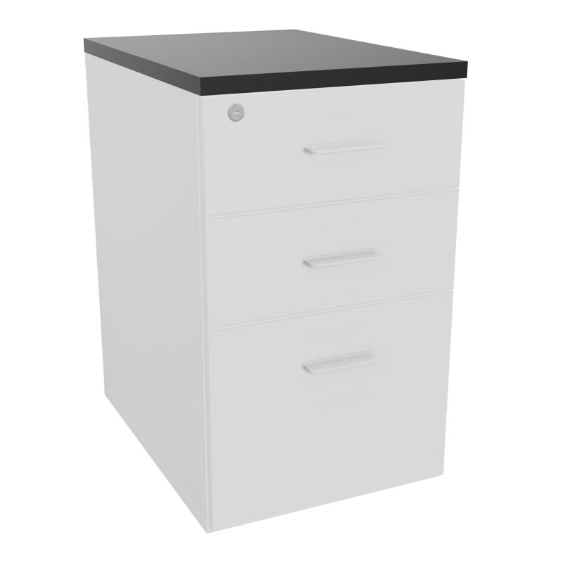 RETOUR SUR CAISSON HAUTEUR BUREAU P60XL43,2 - 3 TIROIRS DONT 1DS TOP EP25MM MG R9 SO