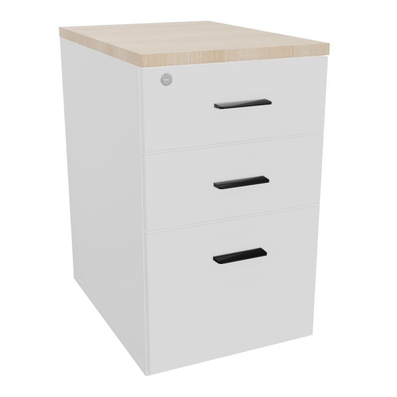 RETOUR SUR CAISSON HAUTEUR BUREAU P60XL43,2 - 3 TIROIRS DONT 1DS TOP EP25MM MG RZ SG