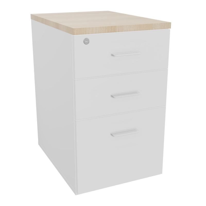 RETOUR SUR CAISSON HAUTEUR BUREAU P60XL43,2 - 3 TIROIRS DONT 1DS TOP EP25MM MG RZ SO