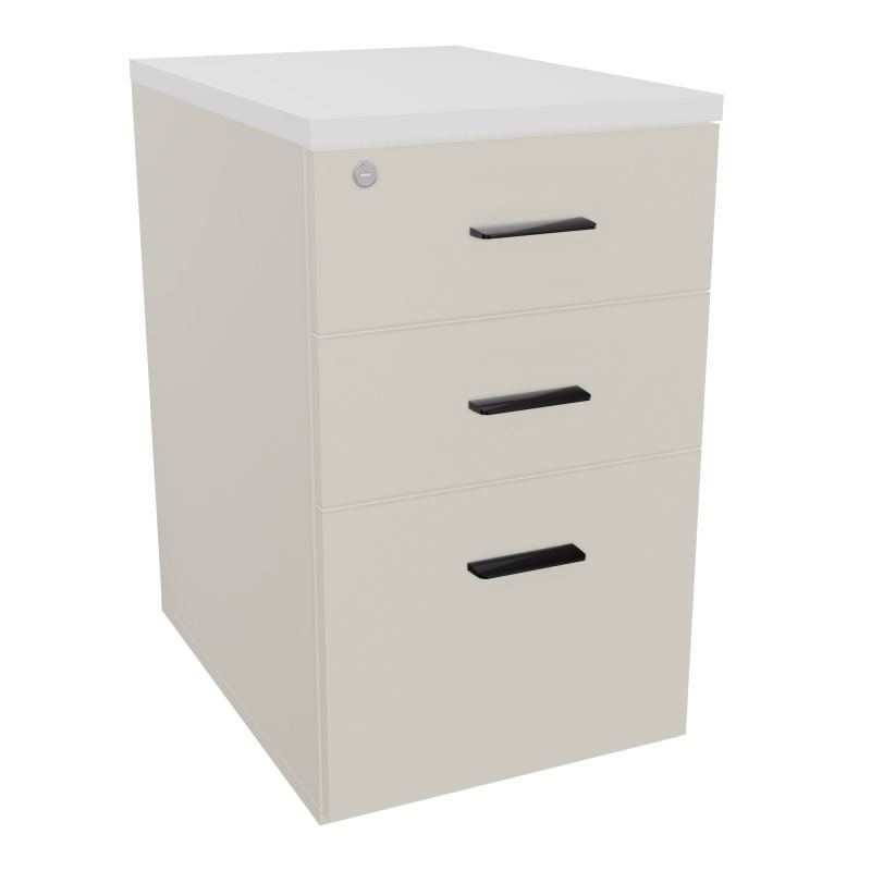 RETOUR SUR CAISSON HAUTEUR BUREAU P60XL43,2 - 3 TIROIRS DONT 1DS TOP EP25MM N5 MG SG