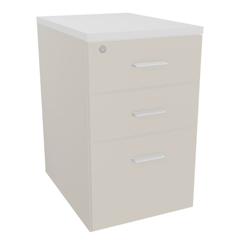 RETOUR SUR CAISSON HAUTEUR BUREAU P60XL43,2 - 3 TIROIRS DONT 1DS TOP EP25MM N5 MG SO