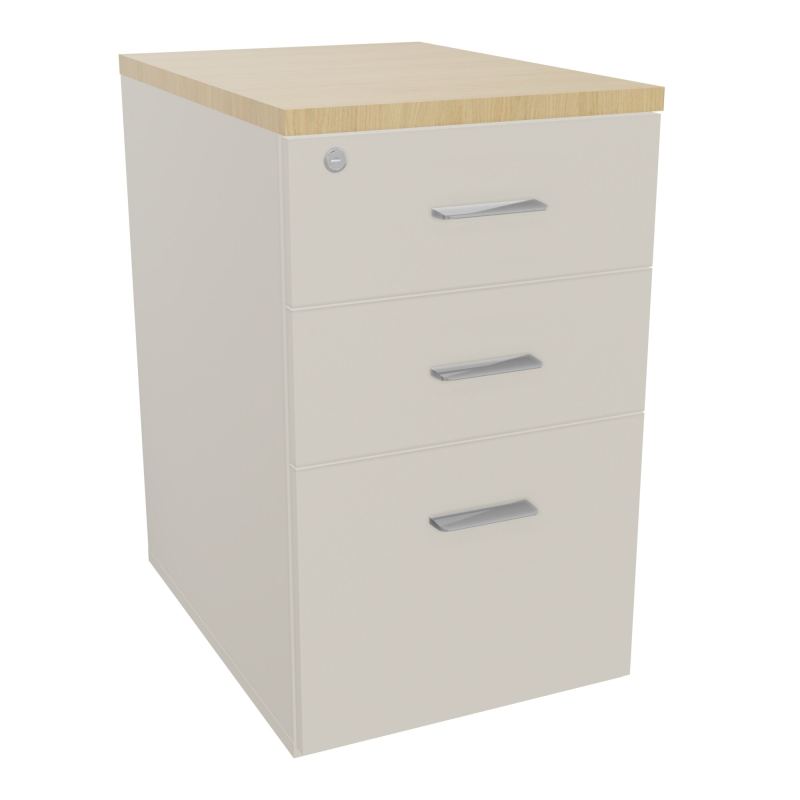 RETOUR SUR CAISSON HAUTEUR BUREAU P60XL43,2 - 3 TIROIRS DONT 1DS TOP EP25MM N5 R1 SB