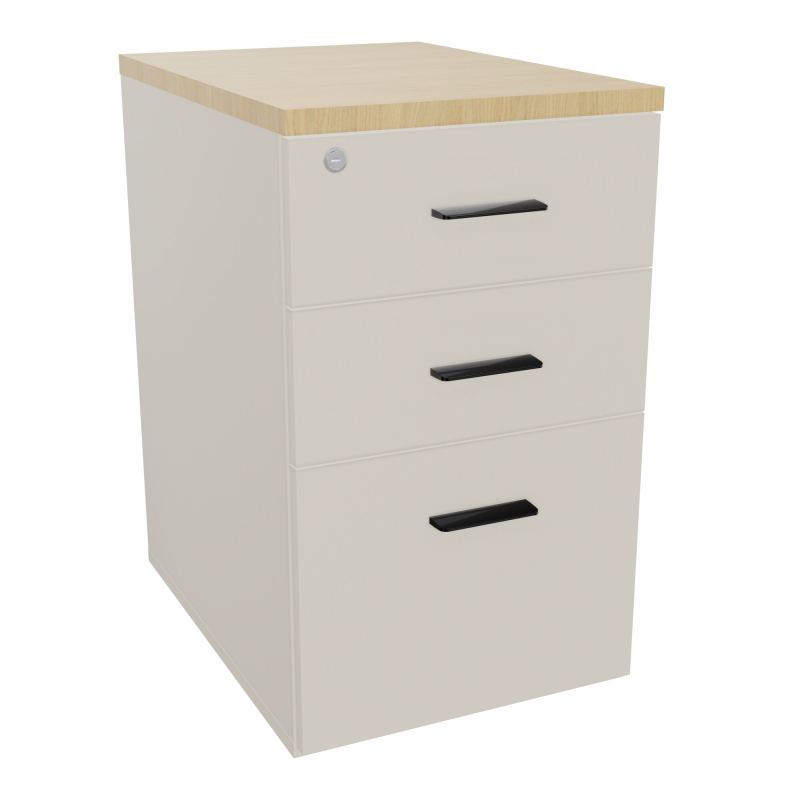 RETOUR SUR CAISSON HAUTEUR BUREAU P60XL43,2 - 3 TIROIRS DONT 1DS TOP EP25MM N5 R1 SG