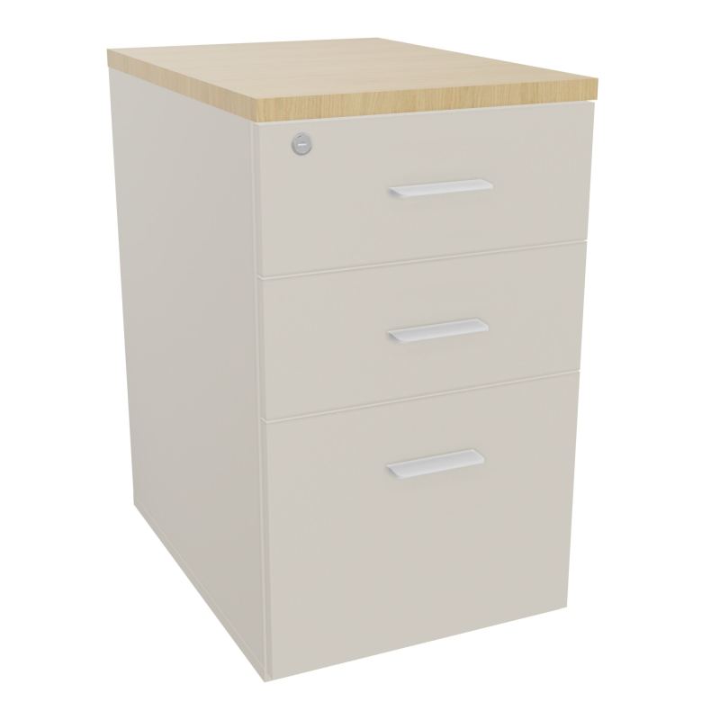 RETOUR SUR CAISSON HAUTEUR BUREAU P60XL43,2 - 3 TIROIRS DONT 1DS TOP EP25MM N5 R1 SO