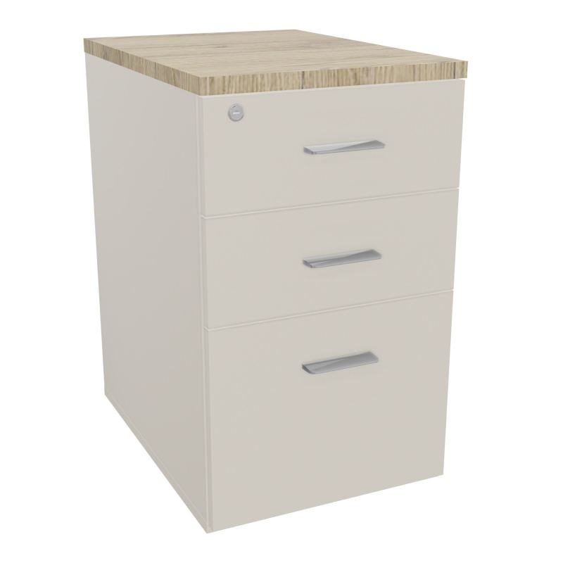 RETOUR SUR CAISSON HAUTEUR BUREAU P60XL43,2 - 3 TIROIRS DONT 1DS TOP EP25MM N5 R3 SB