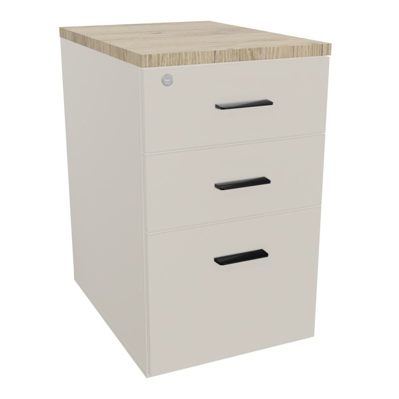 RETOUR SUR CAISSON HAUTEUR BUREAU P60XL43,2 - 3 TIROIRS DONT 1DS TOP EP25MM N5 R3 SG