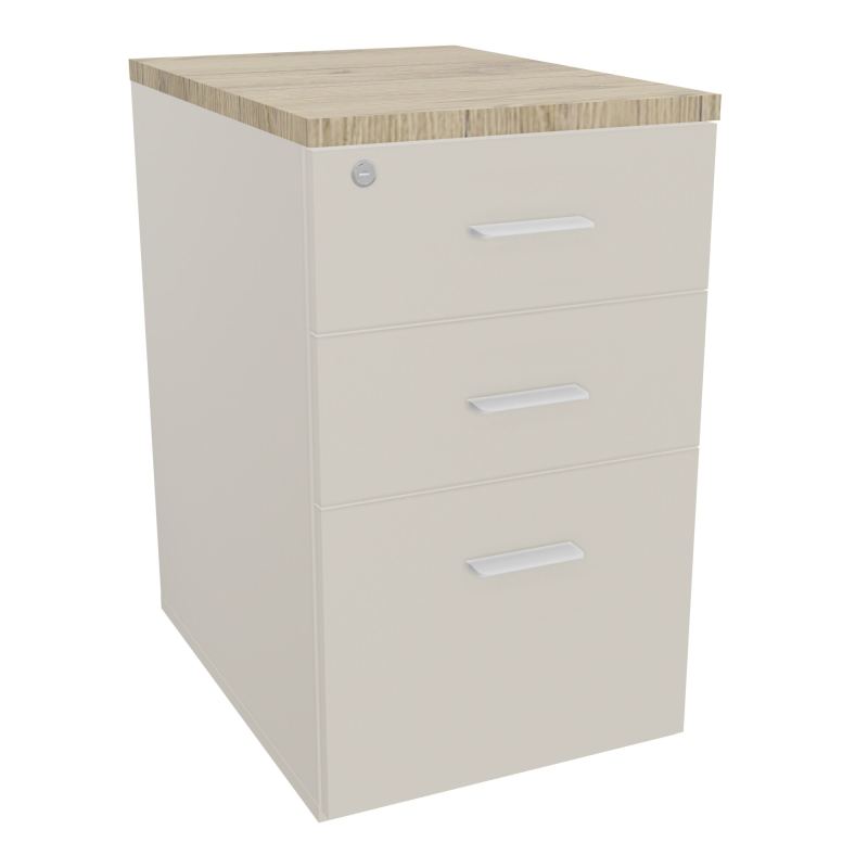 RETOUR SUR CAISSON HAUTEUR BUREAU P60XL43,2 - 3 TIROIRS DONT 1DS TOP EP25MM N5 R3 SO