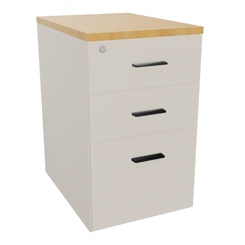 RETOUR SUR CAISSON HAUTEUR BUREAU P60XL43,2 - 3 TIROIRS DONT 1DS TOP EP25MM N5 R5 SG