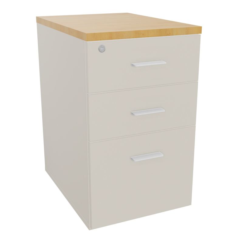 RETOUR SUR CAISSON HAUTEUR BUREAU P60XL43,2 - 3 TIROIRS DONT 1DS TOP EP25MM N5 R5 SO