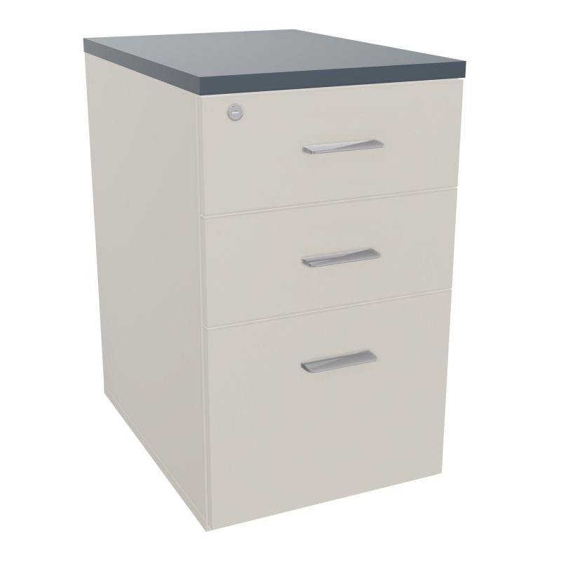 RETOUR SUR CAISSON HAUTEUR BUREAU P60XL43,2 - 3 TIROIRS DONT 1DS TOP EP25MM N5 R6 SB