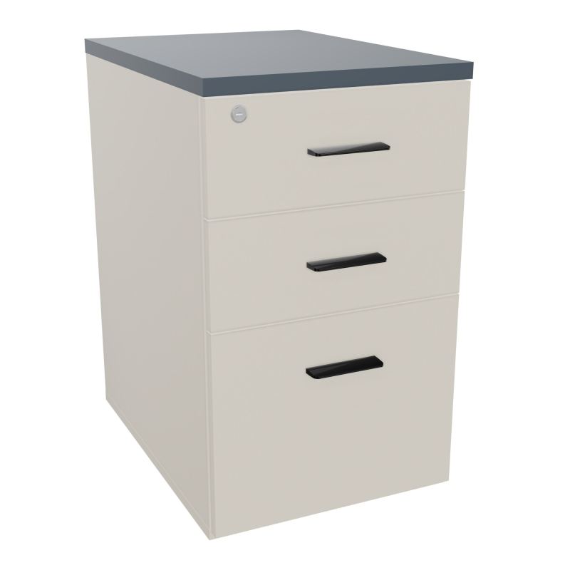 RETOUR SUR CAISSON HAUTEUR BUREAU P60XL43,2 - 3 TIROIRS DONT 1DS TOP EP25MM N5 R6 SG