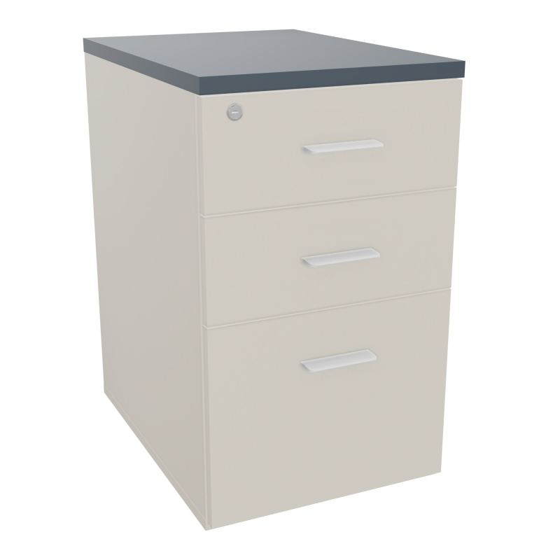 RETOUR SUR CAISSON HAUTEUR BUREAU P60XL43,2 - 3 TIROIRS DONT 1DS TOP EP25MM N5 R6 SO