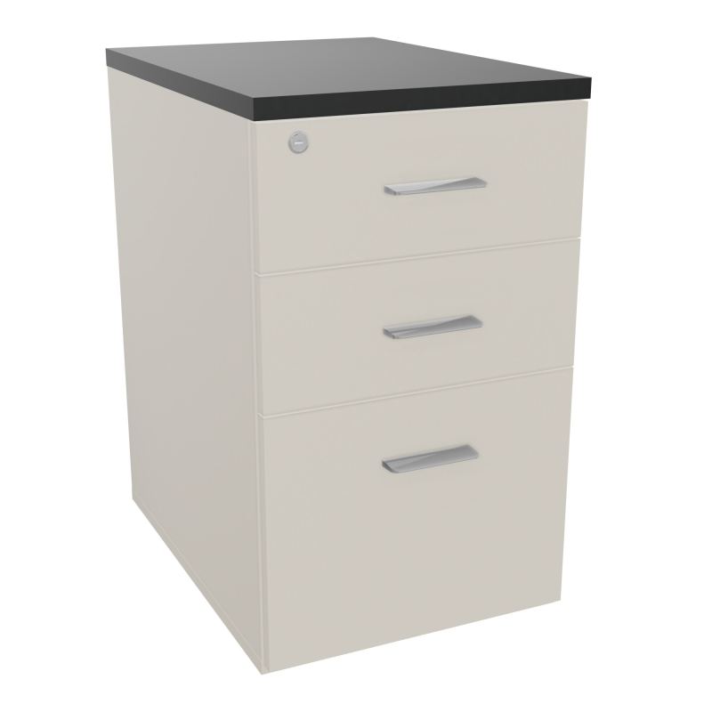 RETOUR SUR CAISSON HAUTEUR BUREAU P60XL43,2 - 3 TIROIRS DONT 1DS TOP EP25MM N5 R9 SB