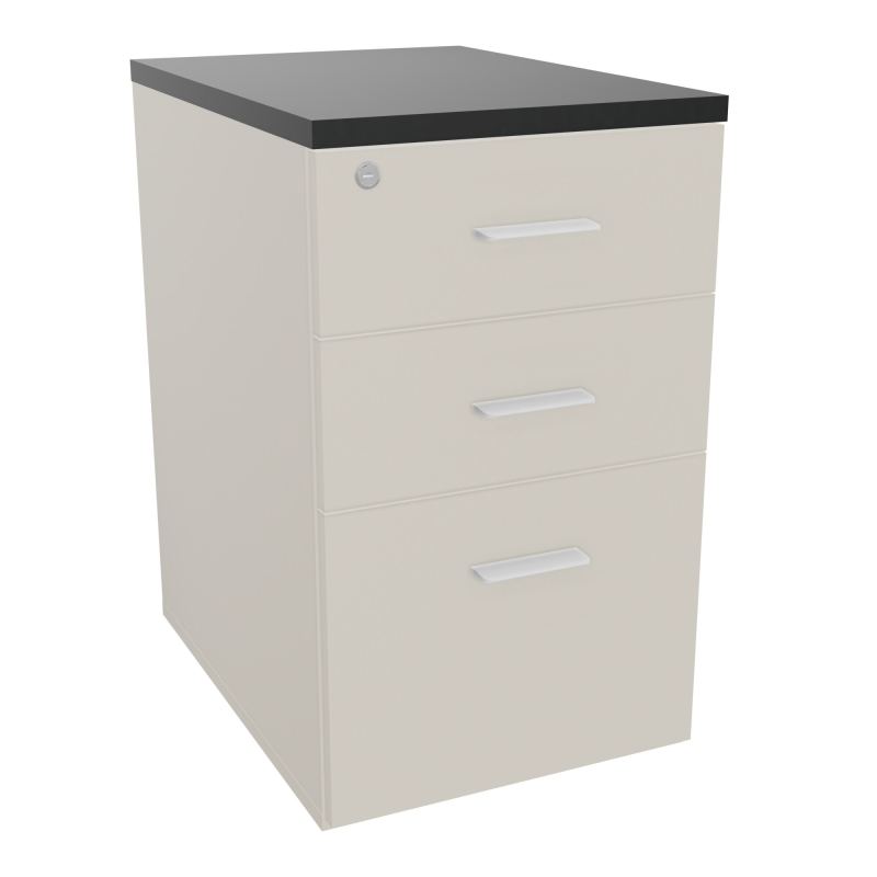 RETOUR SUR CAISSON HAUTEUR BUREAU P60XL43,2 - 3 TIROIRS DONT 1DS TOP EP25MM N5 R9 SO
