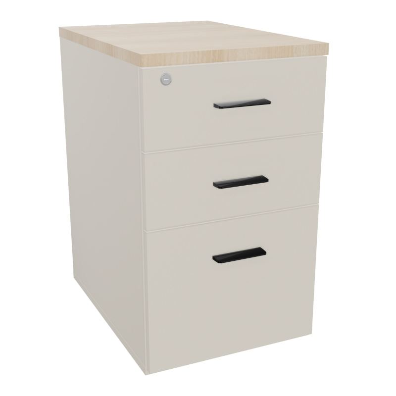 RETOUR SUR CAISSON HAUTEUR BUREAU P60XL43,2 - 3 TIROIRS DONT 1DS TOP EP25MM N5 RZ SG
