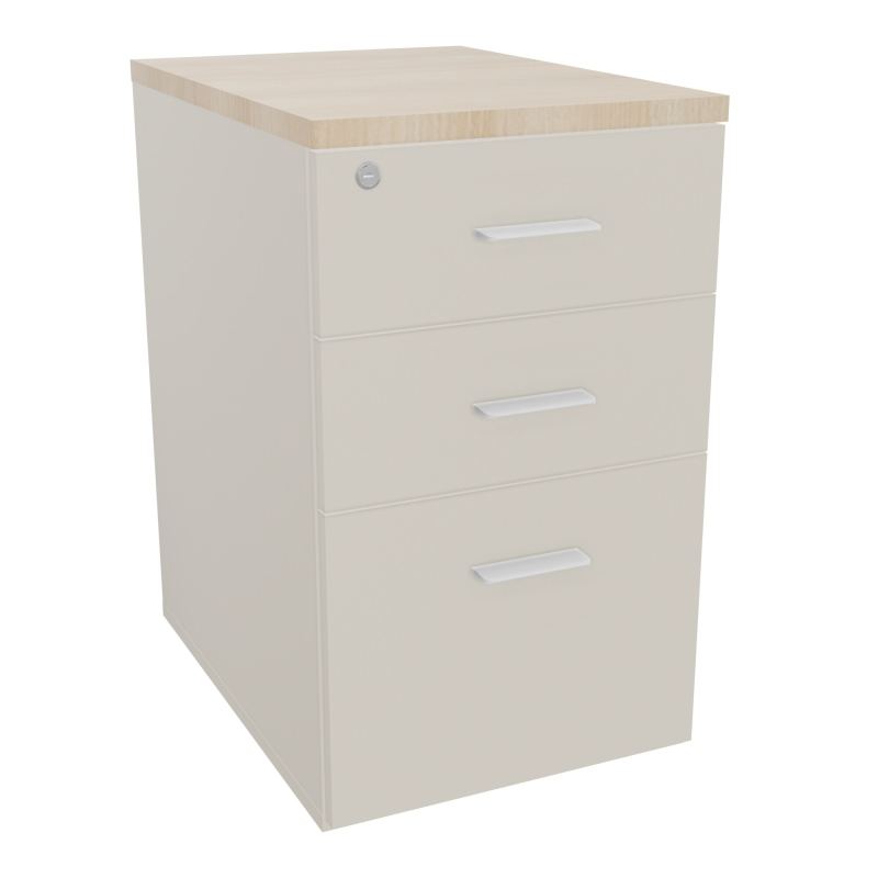 RETOUR SUR CAISSON HAUTEUR BUREAU P60XL43,2 - 3 TIROIRS DONT 1DS TOP EP25MM N5 RZ SO