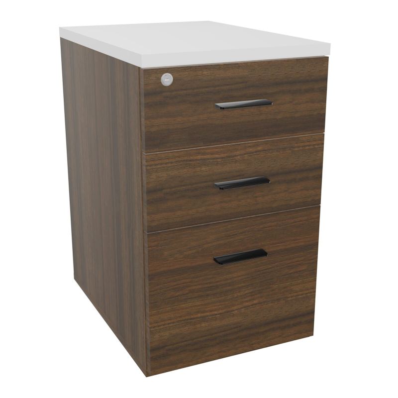 RETOUR SUR CAISSON HAUTEUR BUREAU P60XL43,2 - 3 TIROIRS DONT 1DS TOP EP25MM N6 MG SG