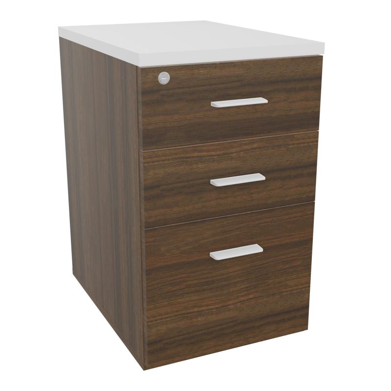 RETOUR SUR CAISSON HAUTEUR BUREAU P60XL43,2 - 3 TIROIRS DONT 1DS TOP EP25MM N6 MG SO
