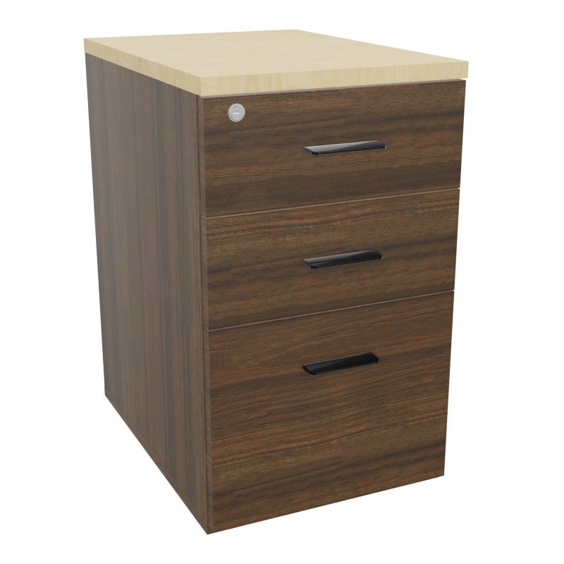 RETOUR SUR CAISSON HAUTEUR BUREAU P60XL43,2 - 3 TIROIRS DONT 1DS TOP EP25MM N6 N8 SG